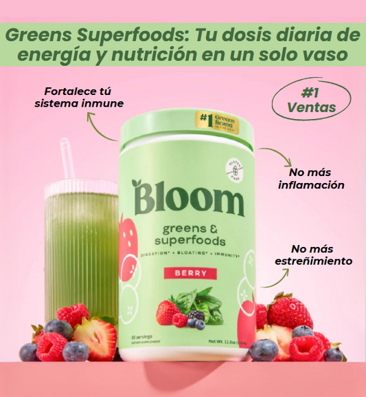 Bloom Nutrition - Greens & Superfoods™- 60 Porciones🍃 + Ebook de Obsequio 🎁