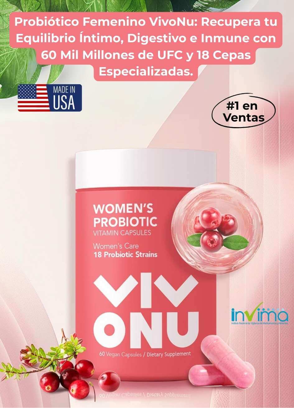 VIVONU🌸 - Mezcla de probióticos, prebióticos y probióticos Lactobacillus para mujer.