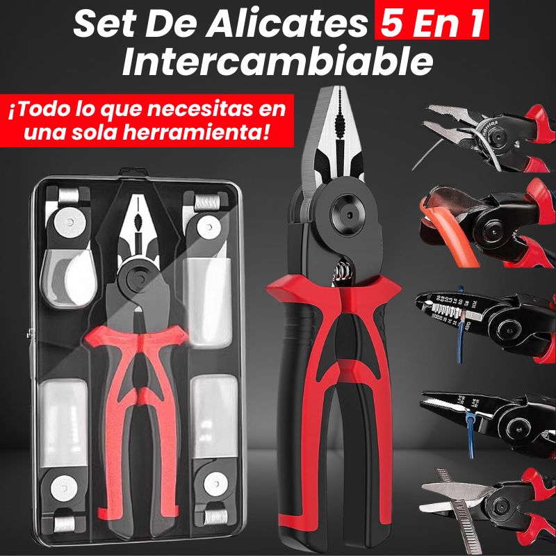 ¡Hazlo todo con un solo alicate! - Set De Alicates 5 En 1 Intercambiable